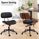 Load image into Gallery viewer, Home Office Chair with Wheels, Adjustable Height Desk Chair Leather Swivel Computer Chair, Armless Modern Walnut Chair for Office, Meeting Room, Black