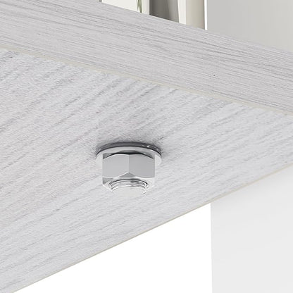 Glass Coffee Table Rectangle Living Room Center Table, with Gray Tempered Glass Tabletop and White MDF Layer,for Living Room and Office, Gray+White