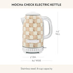 Load image into Gallery viewer, MACKENZIE-CHILDS Electric Kettle, Stainless-Steel Tea Kettle, Brown-and-White Mocha Check