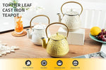Load image into Gallery viewer, Tea Kettle, TOPTIER Japanese Cast Iron Teapot with Infuser for Loose Leaf and Tea Bags, Stovetop Safe Cast Iron Tea Kettle Coated with Enameled Interior for 40 oz (1200 ml), White