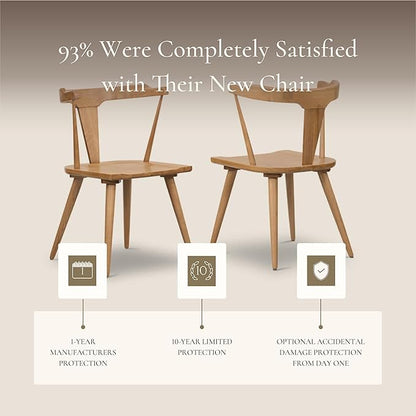 Poly & BARK Mid Century Modern Enzo Oak Dining Chair – Solid Oak Wood Splat Back Chair, 18" Seat Height, 32" Tall – Stylish MCM Kitchen & Dining Room Chair