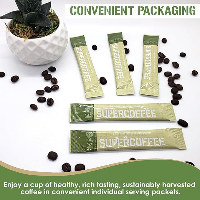 RPG Super Coffee Blend - 32 Sachets - Instant Coffee Packets Single Serve Packets Medium Dark Roast Flavor Instant Coffee Singles Individually Packaged Micro Ground