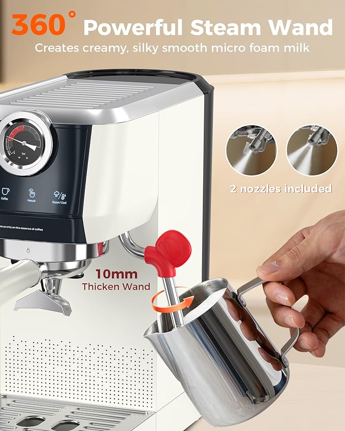 Tuni E2 58mm Espresso Machine 20Bar, Dual Boiler Espresso Maker with 10mm Steam Milk Frother, Semi-automatic Coffee Machine with UKLA Pump for Espresso,Cappuccino, Gift for Coffee Lover