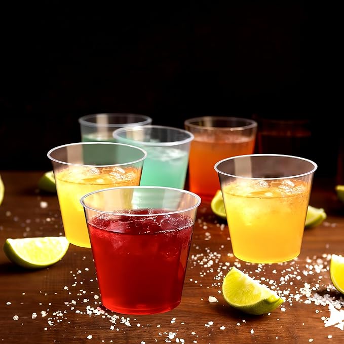 Shot Glasses, 500 Counts 1OZ. Disposable Plastic, Clear, Crack Proof, 1.0 Ounces, Modern Design for Parties