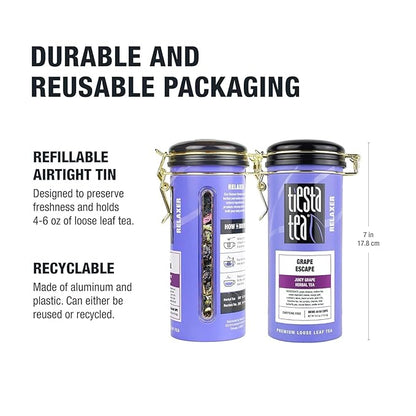 Tiesta Tea - Grape Escape, Loose Leaf, Juicy Grape Herbal Tea, Non Caffeinated Fruit Blends, Make Hot or Iced Up to 50 Cups, 4 oz Refillable Tin