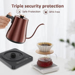 Load image into Gallery viewer, Smart Gooseneck Electric Kettle 1.0L with Temp Control and Keep Warm, 1000W Rapid Boil In 4 Min, Stainless Steel Kettle for Coffee/Tea, LED Display, Touch Control, Vintage Copper Color, BPA-Free
