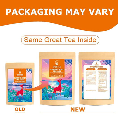 WT WEETEE Burdock Root Tea Bags, Made with 100% Pure Burdock Root, Rich in Antioxidants, Naturally Caffeine-free Herbal Tea, 100 Count