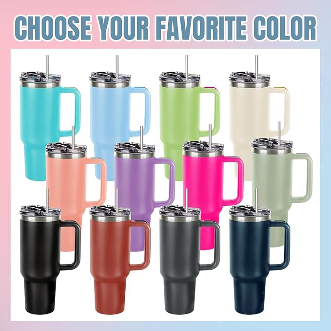 Personalized 40oz Coffee Tumbler with Text Name, Custom Stainless Steel Travel Mug with Lid and Birth Flower, Custom Mug Coffee Cup - Personalized Christmas Gifts for Women Mom