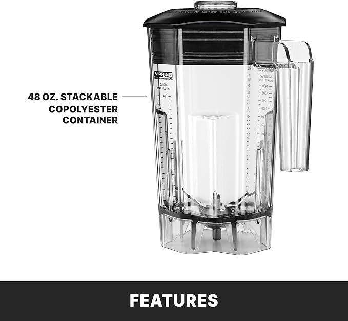 Waring Commercial TBB145 TORQ 2 Horsepower Blender, 2 Speed Toggle Switch Controls, with 48 oz. BPA Free Container, 120V, 5-15 Phase Plug, 9 x 15.75 x 11.5 inches, Multicolor