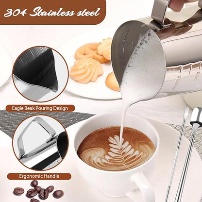 22 PCS Coffee Tamper Set, Espresso Accessories Tampers kit Barista Tools with 51mm Espresso Tamper, WDT Tool, Frothing Pitcher, Coffee Stirrer, Latte Art Pen, Tamper Mat, 16 Coffee Stencils