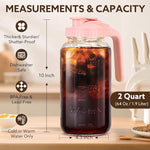 Load image into Gallery viewer, Glass Pitcher with Lid, 64 OZ Mason Jar Pitcher Double Leak Proof, 2 Quart Breast Milk Storage Containers for Fridge, Wide Mouth Glass Jar for Sun Tea, Juice, Cold Brew Coffee