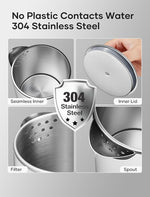 Load image into Gallery viewer, Sekaer Small Electric Tea Kettle Stainless Steel 0.8L Portable Travel Hot Water Boiler, Mini Electric Coffee Kettle with Auto Shut-Off &amp; Boil Dry Protection, Cordless Base &amp; White