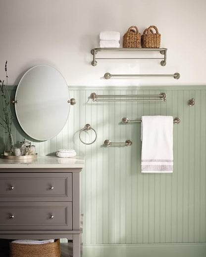 Moen DN6824BN Sage 24-Inch Wall Mount Bathroom Single Bar Towel Bar, Brushed Nickel