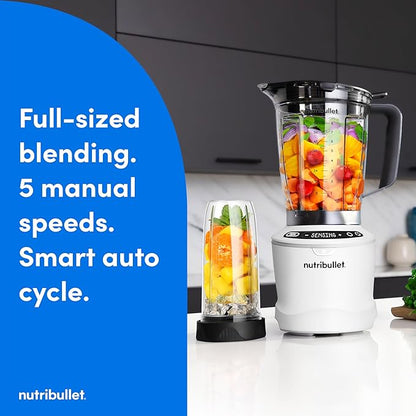 nutribullet® SmartSense Blender Combo, 1400W, 64oz Pitcher, 32oz & 24oz Cups, 5-Speed, Smoothies, Ice and Frozen Fruit, Nut Milk, Soup, Matte White, NBF50700AW