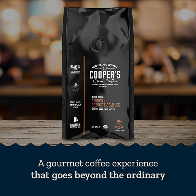 Peruvian Organic Cold Brew Coffee, Single Origin & Gourmet Beans, Tasting Notes Of Caramel With A Touch of Cherry & Orange, Medium Roast Coarse Ground Beans, 5 lb Coffee Bag
