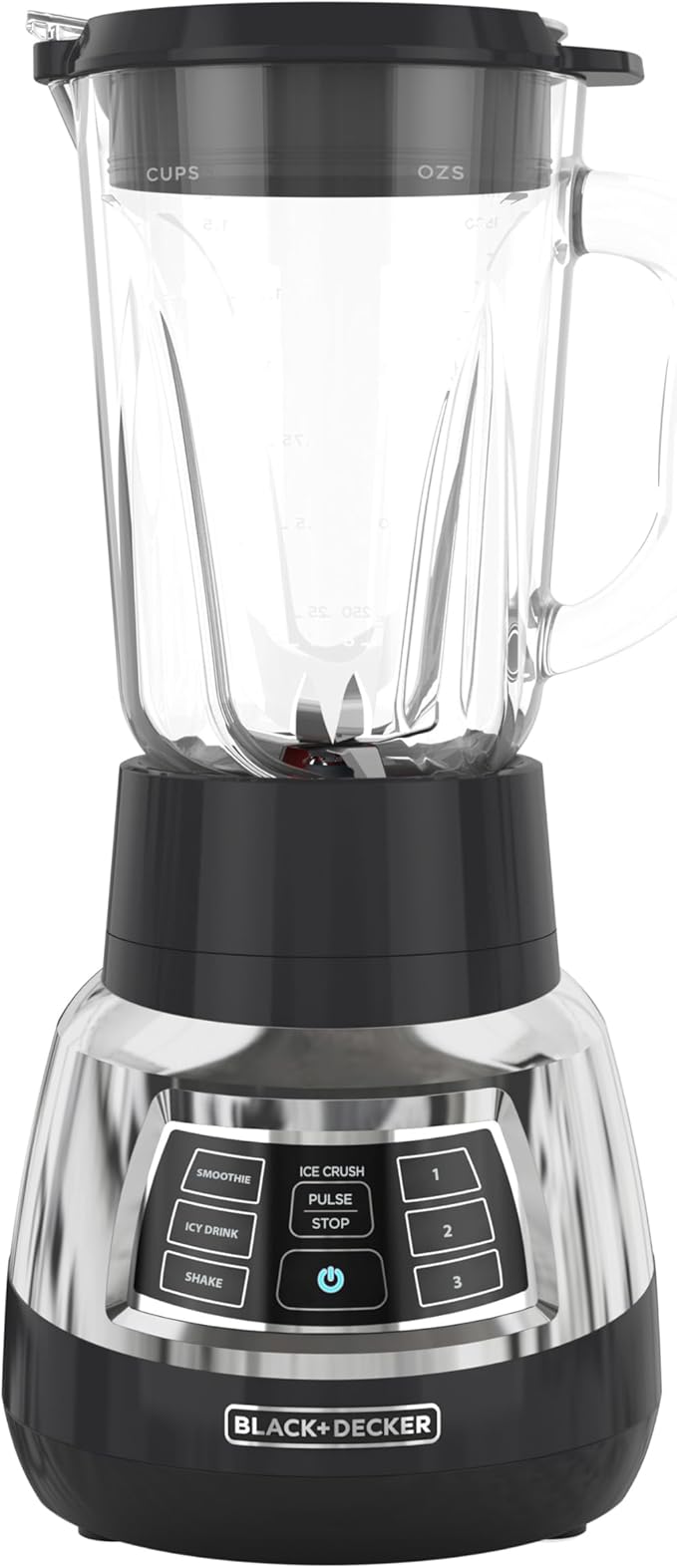 Black+Decker Quiet Blender with 6-Cup Cyclone Glass Jar, 3 Speeds + 3 Functions & Serrated Blade Technology for Faster Blending, Pulse Button and 24-oz Personal Jar, 900W