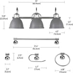 Load image into Gallery viewer, GLOBE Electric Sydney 5-Piece Bathroom Set, Matte Gray and Chrome, 3-Light Vanity Light, Towel Bar, Towel Ring, Robe Hook, Toilet Paper Holder