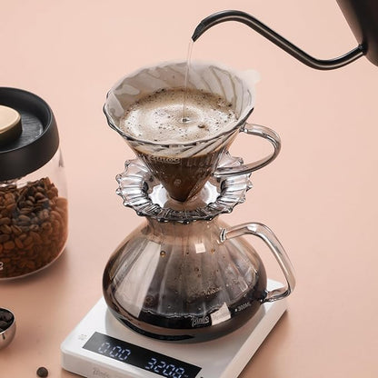 Bincoo Pour Over Coffee Maker Set,650ML Borosilicate Glass Carafe with Coffee Driper&50pcs Paper Filter,Glass Coffee Maker for Home Café Restaurant(Gray)