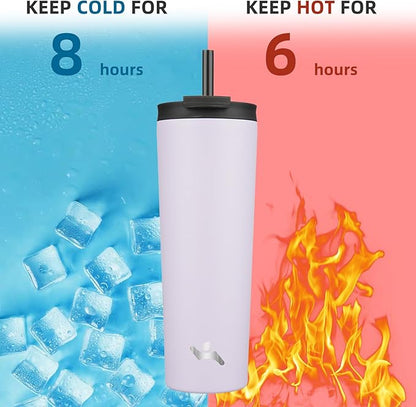 30 OZ Insulated Tumbler with Lid and 2 Straws Stainless Steel Water Bottle Vacuum Travel Mug Coffee Cup,Taro