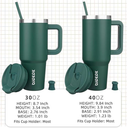 BJPKPK Insulated Tumblers With Handle And Straw 30 oz Stainless Steel Tumbler Cups With Lid,Army Green