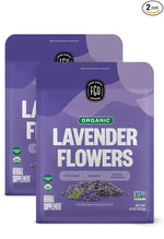 Load image into Gallery viewer, FGO Organic Dried Lavender Flowers, Extra Grade Dried Buds, Imported From France for Culinary or Sachet Bags, 16oz Bulk, Packaging May Vary (Pack of 2)