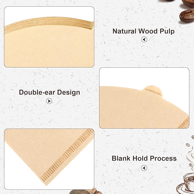 100 Count Pour Over Coffee Filters Paper, Size 02 Natural Brown Coffee Filters Cone, V02 Unbleached Disposable Paper Filters Compatible with Pour Over and Drip Coffee Maker(2-4 Cups)