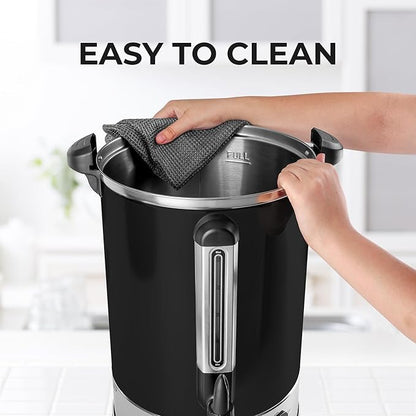 Zulay Commercial Coffee Maker Machine Urn - Large Percolator Pot Dispenser With Double-Wall Stainless Steel, Quick Brew, Stays Hot - Also for Water, Tea, Beverage at Events & Catering - 50 Cup Black