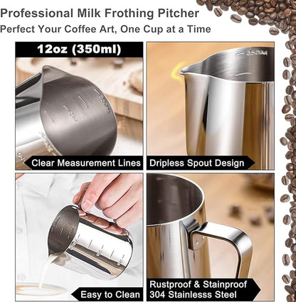 Espresso Accessories Kit 51mm Tamper: 51mm Espresso Tamper Set Barista Tools Including Coffee Tamper, Milk Frother Cup, WDT Tool Espresso Tools, Tamper Mat, Latte Pen, Coffee Spoon, Coffee Stencils