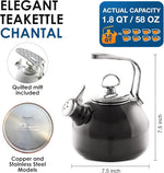 Load image into Gallery viewer, Chantal Classic Teakettle, 1.8 QT, Enamel On Steel, 2-Tone Harmonica Whistle, Rapid Boil and Even Heating (Black)