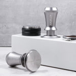 Load image into Gallery viewer, Espresso Tamper, Constant 30lb Coffee Tamper with double Calibrated Spring Loaded, Stainless Steel double spring loaded Coffee Tamper Fits for All Portafilters- Flat Base (53mm, SILVER)