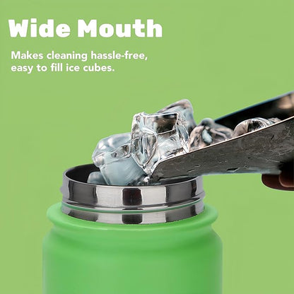 mininoo 24 oz Insulated Water Bottle with Straw, Stainless Steel Double Wall Vacuum with Straw Lid, Leak Proof, BPA Free, Keep Cold for 24H & Hot for 12H(Canopy Green)