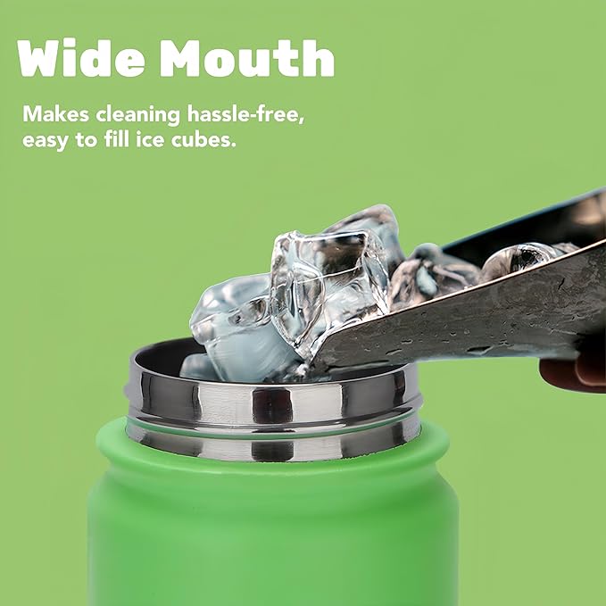 mininoo 24 oz Insulated Water Bottle with Straw, Stainless Steel Double Wall Vacuum with Straw Lid, Leak Proof, BPA Free, Keep Cold for 24H & Hot for 12H(Canopy Green)