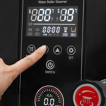 Commercial Milk Frother, 3KW 12L Multi-Purpose Full-Automatic Steam Boiling Water Frothing Machine Steam Milk Frothing Machine with 12H Timing Function for Tea Coffee Dessert Milk (BLACK)