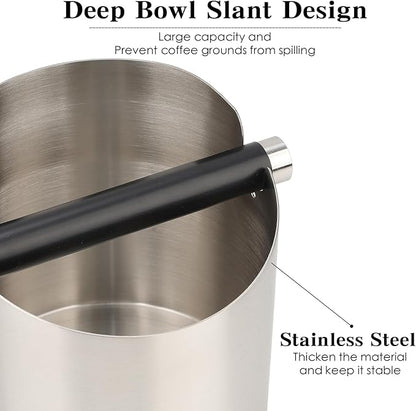 Italian Espresso Tapping Box, Stainless Steel Coffee Grinding Tapping Box, With Detachable Tapping Rod And Anti Slip Rubber Base (Silver)