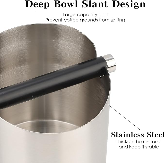 Italian Espresso Tapping Box, Stainless Steel Coffee Grinding Tapping Box, With Detachable Tapping Rod And Anti Slip Rubber Base (Silver)