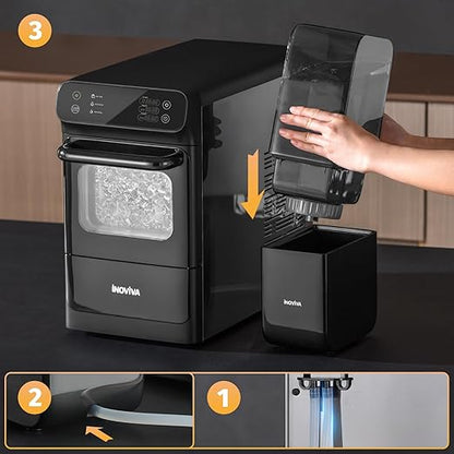 Nugget Ice Maker with 1.2 Gallon Tank, 40lbs/24H Soft & Chewable Ice, Automatic Water Supply, Preset Time, Self-Cleaning, Multifunctional Pellet Ice Machine for Home & Kitchen