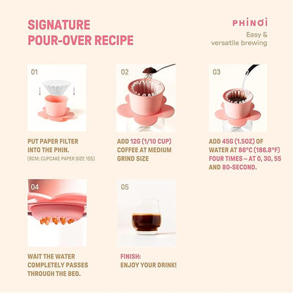 [Holiday Gift] Vietnamese Phin Filter, Plastic Reusable Pour Over Coffee Dripper, Single Cup Coffee Filter with Flower Design for Manual Brewing, Gift for Christmas Thankgiving (Black)