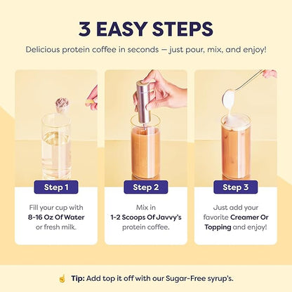 Tiramisu Protein Iced Coffee - Premium Whey Protein & Instant Iced Coffees - 100% Natural Cold Brew- Zero Artificial Flavors & Sweeteners, 80 mg Caffeine Per Serving, No Added Sugar, 20 Servings