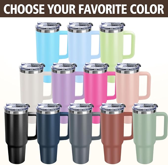 Personalized 40 oz Tumbler with Handle and Straw, Custom Tumbler with Engraved Name, Stainless Steel Travel Coffee Mug Cup, Personalized Gifts For Women Men Birthday Anniversary Christmas