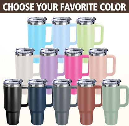 Personalized 40 oz Tumbler with Handle and Straw, Custom Tumbler with Engraved Name, Stainless Steel Travel Coffee Mug Cup, Personalized Gifts For Women Men Birthday Anniversary Christmas