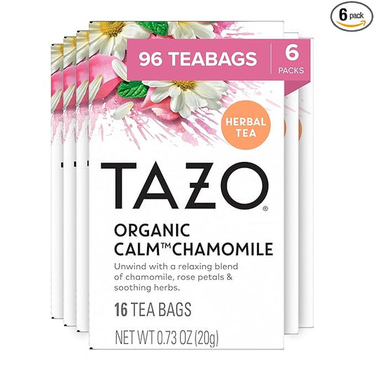 TAZO Calm Chamomile Herbal Tea Bags, Caffeine Free, 96 Total Tea Bags (16ct - Pack of 6)