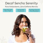 Load image into Gallery viewer, Yu Tea Decaf Organic Sencha Green Tea Powder, 100 Servings | Rich in Antioxidants, EGCG, &amp; L-Theanine | Pure Japanese First Harvest Leaf | Caffeine-Free &amp; Unsweetened | Resealable Pouch, 2.65 oz