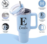 Load image into Gallery viewer, Personalized 40 Oz Tumbler with Handle and Straw, Custom Cup with Name &amp; Birth Flower, Stainless Steel Travel Coffee Tumbler,Personalized Christmas Birthday Gifts for Women, Teen Girls