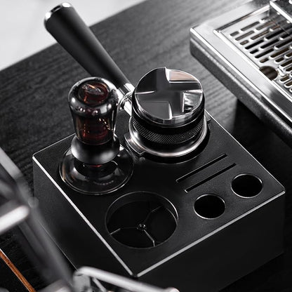 IKAPE Coffee Products, 53mm Coffee Distributor & Hand Tamper, Adjustable Depth Espresso Distributor Fits All 53mm Espresso Portafilter, Compatible with 54MM Breville Bottomless Portafilter (Black)