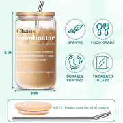 Chaos Coordinator Gifts For Women - Cool Coworker Thank You Present for Boss, Teacher, Mom Birthday Christmas Boss Day Gifts Glass Cup