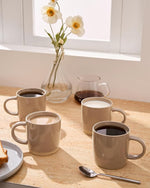 Load image into Gallery viewer, famiware Coffee Mugs for 4, 12 oz Mug Set, Dringking Cup with Handle for Coffee, Tea, Cocoa, Milk, Milkyway serise, White+Cinnamon Brown