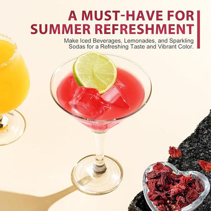 Soeos Organic Hibiscus Flower Herbal Tea, 1lb (16oz), Whole Dried Petals, Bold Tart Flavor, Caffeine-Free & Naturally Refreshing, Perfect for Iced Tea, Hot Infusions, and Floral Blends