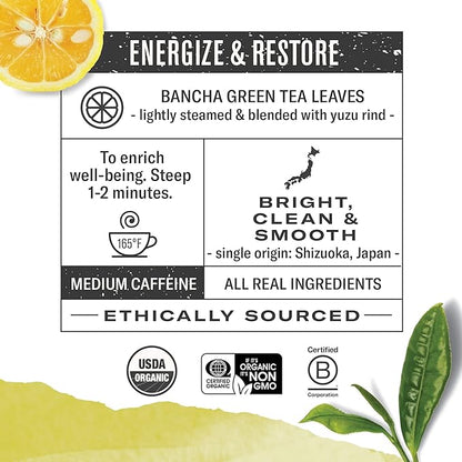 Numi Organic Roasted Japanese Green Tea Variety Pack, Hojicha, Yuzu Bancha & Kukicha, 16 Count (Pack of 3)