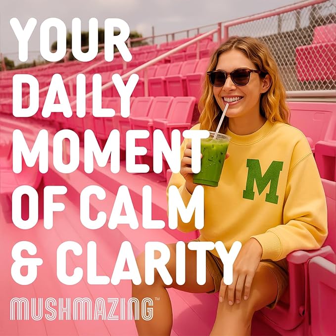 Mushroom Matcha + Lions Mane, Ashwagandha, Collagen – Clean Energy & Focus – Ceremonial Grade Macha Green Tea with 5 Mushrooms Powder – 30 Servings