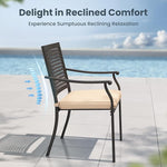 Load image into Gallery viewer, PHI VILLA Outdoor Metal Dining Chairs Set of 4, Black Wrought Iron Stackable Chairs with Cushions, Heavy-Duty Seating Furniture for Patio, Deck, Yard, Porch